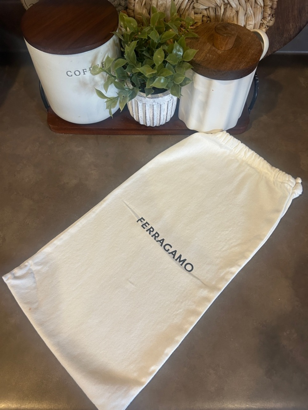 Salvatore Ferragamo White Dust Bag with Drawstring